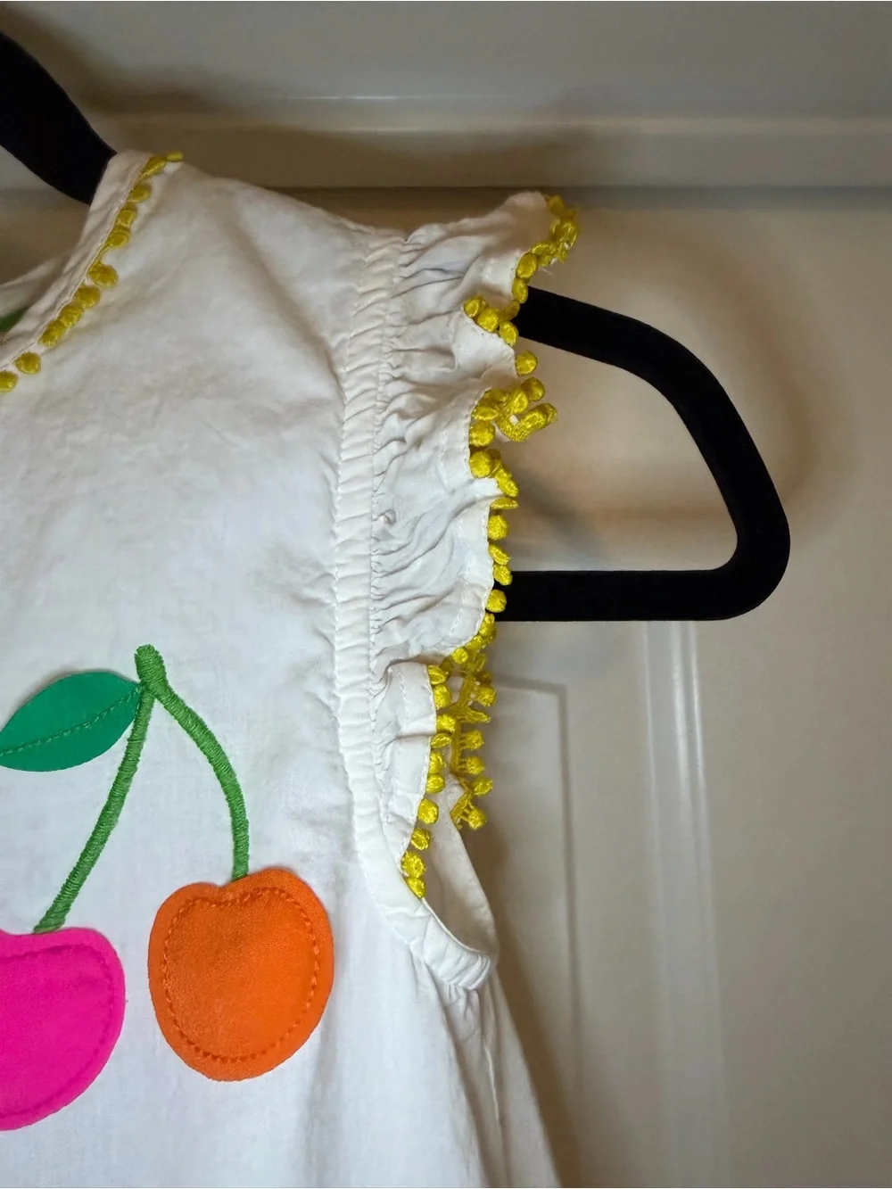 Mini Boden girls size 9-10y white sleeveless tropical fruit cotton summer dress